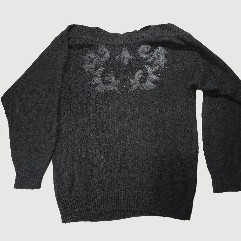 80s Counterparts Sweater Shoulder Pads Long Sleeve Silk & Sequin Detail L/XL siz
